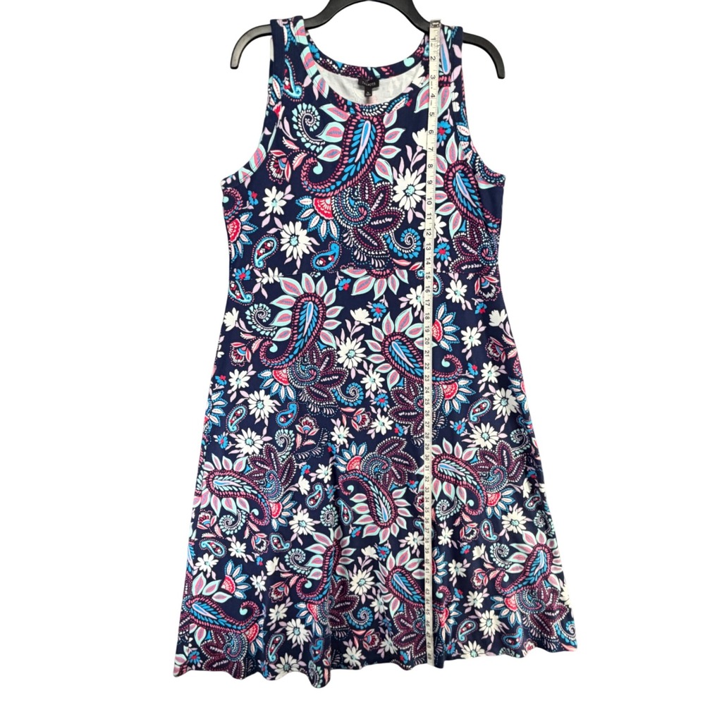 Talbots Sleeveless A Line Jersey Midi Dress XL Blue Purple Paisley Euro Summer - Picture 7 of 12